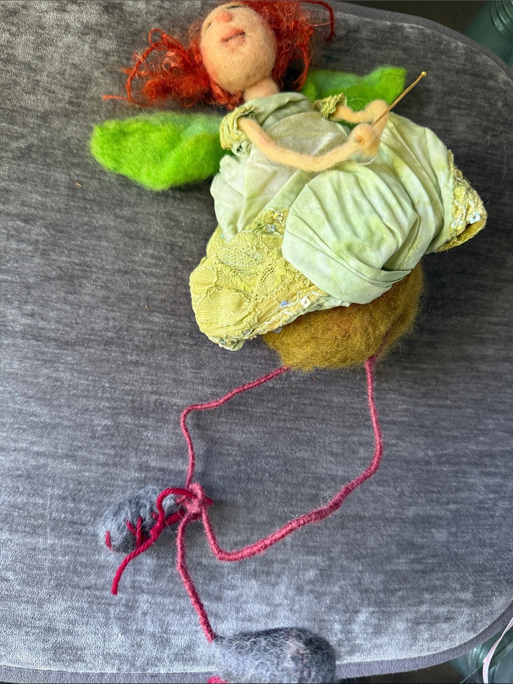 Handmade Green Felt Fairy  Doll
